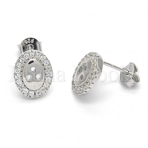 Bruna Brooks Sterling Silver 02.186.0107 Stud Earring, with White Crystal, Polished Finish, Rhodium Tone