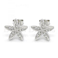 Sterling Silver 02.336.0059 Stud Earring, Flower Design, with White Crystal, Polished Finish, Rhodium Tone
