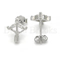 Sterling Silver 02.336.0047 Stud Earring, with White Crystal, Polished Finish, Rhodium Tone