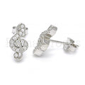 Bruna Brooks Sterling Silver 02.336.0009 Stud Earring, Music Note Design, with White Crystal, Polished Finish, Rhodium Tone