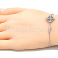 Sterling Silver 03.336.0076.08 Fancy Bracelet, key Design, with White Cubic Zirconia, Polished Finish, Rhodium Tone