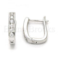 Bruna Brooks Sterling Silver 02.186.0042.10 Huggie Hoop, with White Cubic Zirconia, Polished Finish, Rhodium Tone