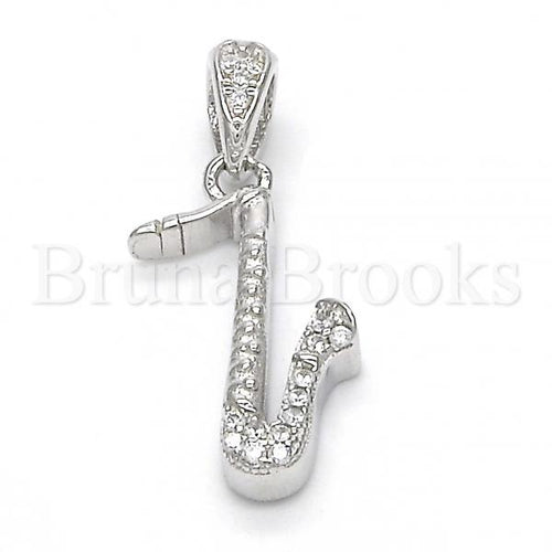 Bruna Brooks Sterling Silver 05.336.0028 Fancy Pendant, with White Crystal, Polished Finish, Rhodium Tone