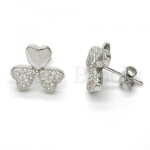 Bruna Brooks Sterling Silver 02.175.0101 Stud Earring, with White Micro Pave, Polished Finish, Rhodium Tone