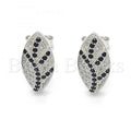 Sterling Silver 02.186.0076 Stud Earring, with Black and White Micro Pave, Polished Finish, Rhodium Tone