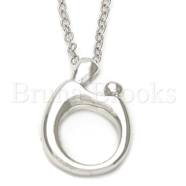 Bruna Brooks Sterling Silver 10.174.0121.18 Fancy Necklace, Rhodium Tone