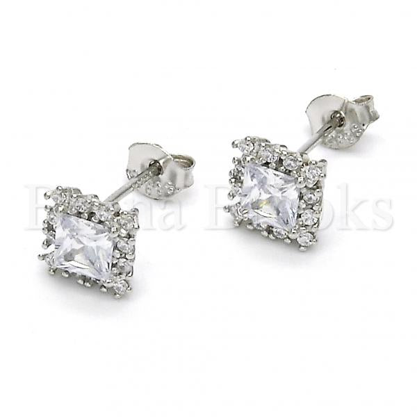 Sterling Silver 02.285.0065 Stud Earring, with White Cubic Zirconia, Polished Finish,