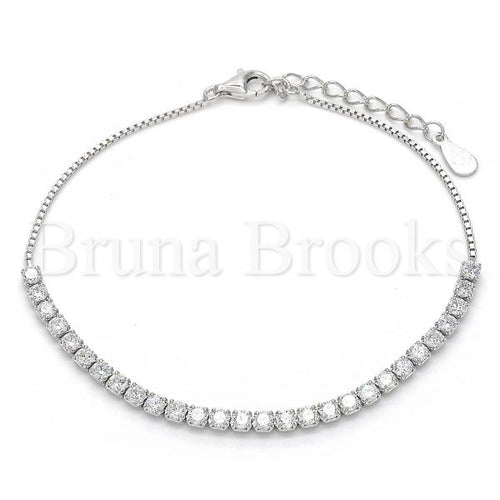 Bruna Brooks Sterling Silver 03.336.0007.07 Fancy Bracelet, with White Crystal, Polished Finish, Rhodium Tone