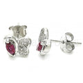 Sterling Silver Stud Earring, Butterfly Design, with Cubic Zirconia, Rhodium Tone