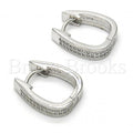 Sterling Silver 02.174.0052.15 Huggie Hoop, with White Micro Pave, Polished Finish, Rhodium Tone