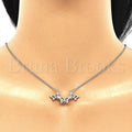 Sterling Silver 04.336.0190.16 Fancy Necklace, Butterfly Design, with White Crystal, Polished Finish, Rhodium Tone