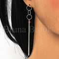 Sterling Silver Long Earring, Golden Tone