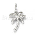 Bruna Brooks Sterling Silver 05.336.0029 Fancy Pendant, Tree Design, with White Crystal, Polished Finish, Rhodium Tone