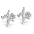 Sterling Silver 02.336.0038 Stud Earring, with White Crystal, Polished Finish, Rhodium Tone