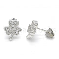 Bruna Brooks Sterling Silver 02.336.0046 Stud Earring, with White Micro Pave, Polished Finish, Rhodium Tone