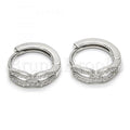 Sterling Silver 02.291.0012.15 Huggie Hoop, with White Micro Pave, Polished Finish, Rhodium Tone
