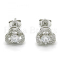 Sterling Silver 02.285.0091 Stud Earring, with White Cubic Zirconia, Polished Finish, Rhodium Tone