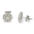 Bruna Brooks Sterling Silver 02.285.0015 Stud Earring, with White Micro Pave, Polished Finish, Rhodium Tone