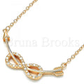 Sterling Silver Fancy Necklace, Infinite Design, with Crystal, Rose Gold Tone