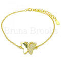 Sterling Silver Fancy Bracelet, Butterfly Design, with Micro Pave, Rhodium Tone