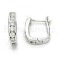 Bruna Brooks Sterling Silver 02.186.0051.10 Huggie Hoop, with White Cubic Zirconia, Polished Finish, Rhodium Tone