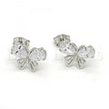 Sterling Silver 02.285.0055 Stud Earring, Butterfly Design, with White Cubic Zirconia, Polished Finish,