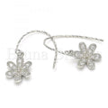 Sterling Silver 02.366.0001 Dangle Earring, Flower Design, with White Cubic Zirconia, Polished Finish, Rhodium Tone