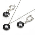 Sterling Silver Earring and Pendant Adult Set, with Swarovski Crystals, Rhodium Tone