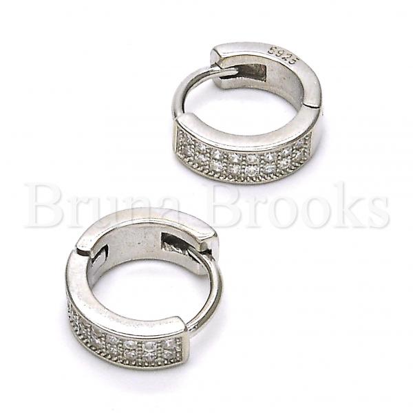 Sterling Silver 02.175.0066.10 Huggie Hoop, with White Micro Pave, Polished Finish, Rhodium Tone