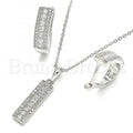 Sterling Silver 10.286.0037 Earring and Pendant Adult Set, with White Cubic Zirconia, Polished Finish, Rhodium Tone
