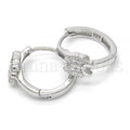 Sterling Silver 02.332.0007.15 Huggie Hoop, Butterfly Design, with White Micro Pave, Polished Finish, Rhodium Tone