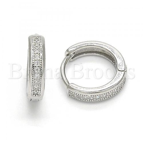 Sterling Silver 02.186.0104.15 Huggie Hoop, with White Micro Pave, Polished Finish, Rhodium Tone