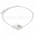 Bruna Brooks Sterling Silver 03.336.0092.07 Fancy Bracelet, Hand of God Design, with White Crystal, Polished Finish, Rhodium Tone