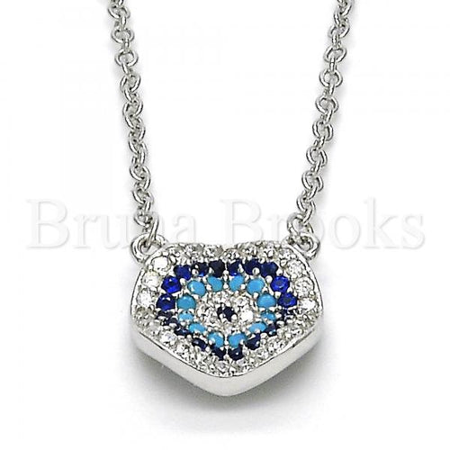 Bruna Brooks Sterling Silver 04.336.0073.16 Fancy Necklace, with Multicolor Micro Pave, Polished Finish, Rhodium Tone