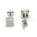 Sterling Silver 02.290.0015 Stud Earring, with White Micro Pave, Polished Finish, Rhodium Tone