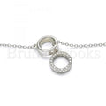 Sterling Silver Fancy Necklace, with Crystal, Rhodium Tone