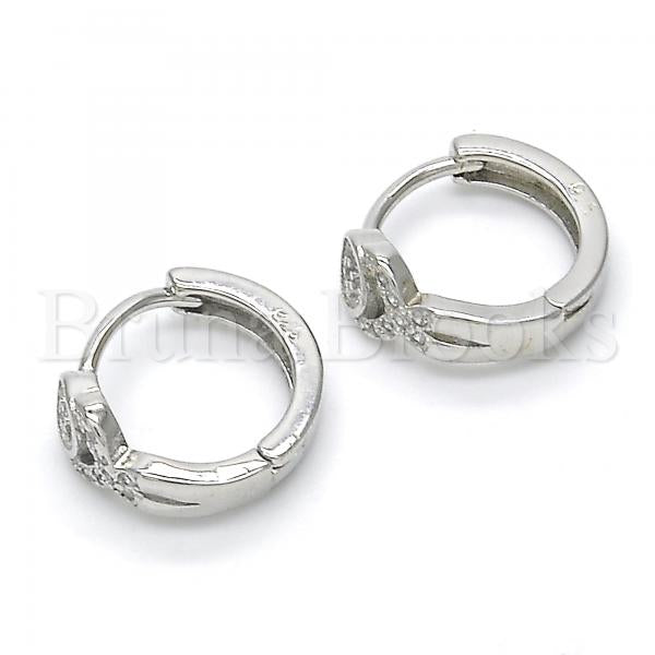 Sterling Silver 02.175.0165.15 Huggie Hoop, with White Micro Pave, Polished Finish, Rhodium Tone