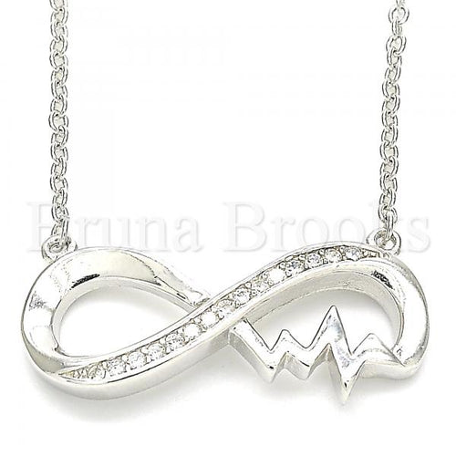 Bruna Brooks Sterling Silver 04.336.0142.16 Fancy Necklace, Infinite Design, with White Micro Pave, Polished Finish, Rhodium Tone