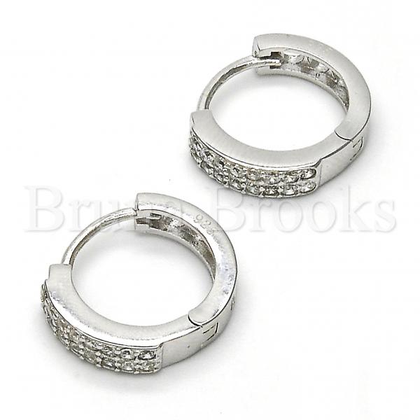 Sterling Silver 02.174.0057.15 Huggie Hoop, with White Cubic Zirconia, Polished Finish, Rhodium Tone