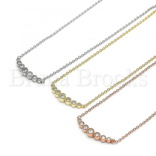 Sterling Silver Fancy Necklace, with Cubic Zirconia, Rhodium Tone