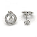 Sterling Silver 02.175.0053 Stud Earring, with White Micro Pave and White Cubic Zirconia, Polished Finish, Rhodium Tone