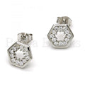Sterling Silver 02.285.0021 Stud Earring, with White Cubic Zirconia, Polished Finish, Rhodium Tone