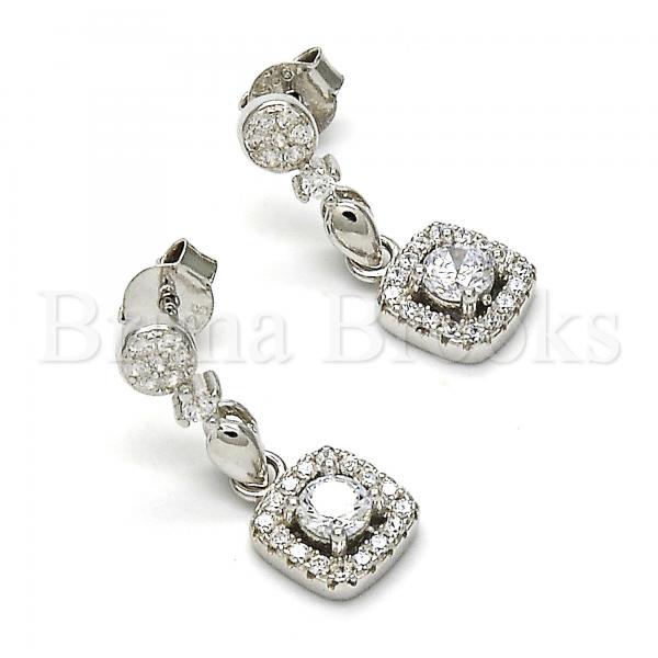 Sterling Silver 02.175.0134 Dangle Earring, with White Cubic Zirconia, Polished Finish, Rhodium Tone