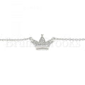 Sterling Silver 04.336.0174.16 Fancy Necklace, Crown Design, with White Crystal, Polished Finish, Rhodium Tone