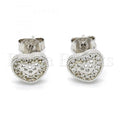 Sterling Silver 02.186.0028 Stud Earring, Heart Design, with White Crystal, Polished Finish, Rhodium Tone