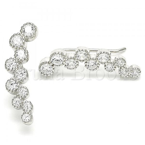 Bruna Brooks Sterling Silver 02.369.0030 Stud Earring, with White Cubic Zirconia, Polished Finish, Rhodium Tone