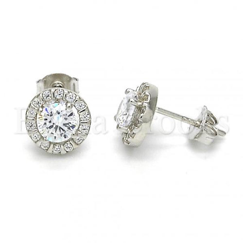 Bruna Brooks Sterling Silver 02.285.0051 Stud Earring, with White Cubic Zirconia, Polished Finish,