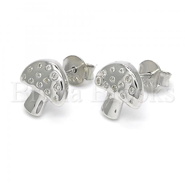 Sterling Silver 02.336.0053 Stud Earring, with White Cubic Zirconia, Polished Finish, Rhodium Tone