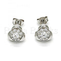 Sterling Silver 02.285.0013 Stud Earring, with White Cubic Zirconia, Polished Finish, Rhodium Tone