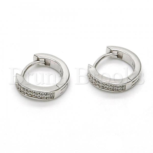 Sterling Silver 02.291.0002.15 Huggie Hoop, with White Crystal, Polished Finish, Rhodium Tone